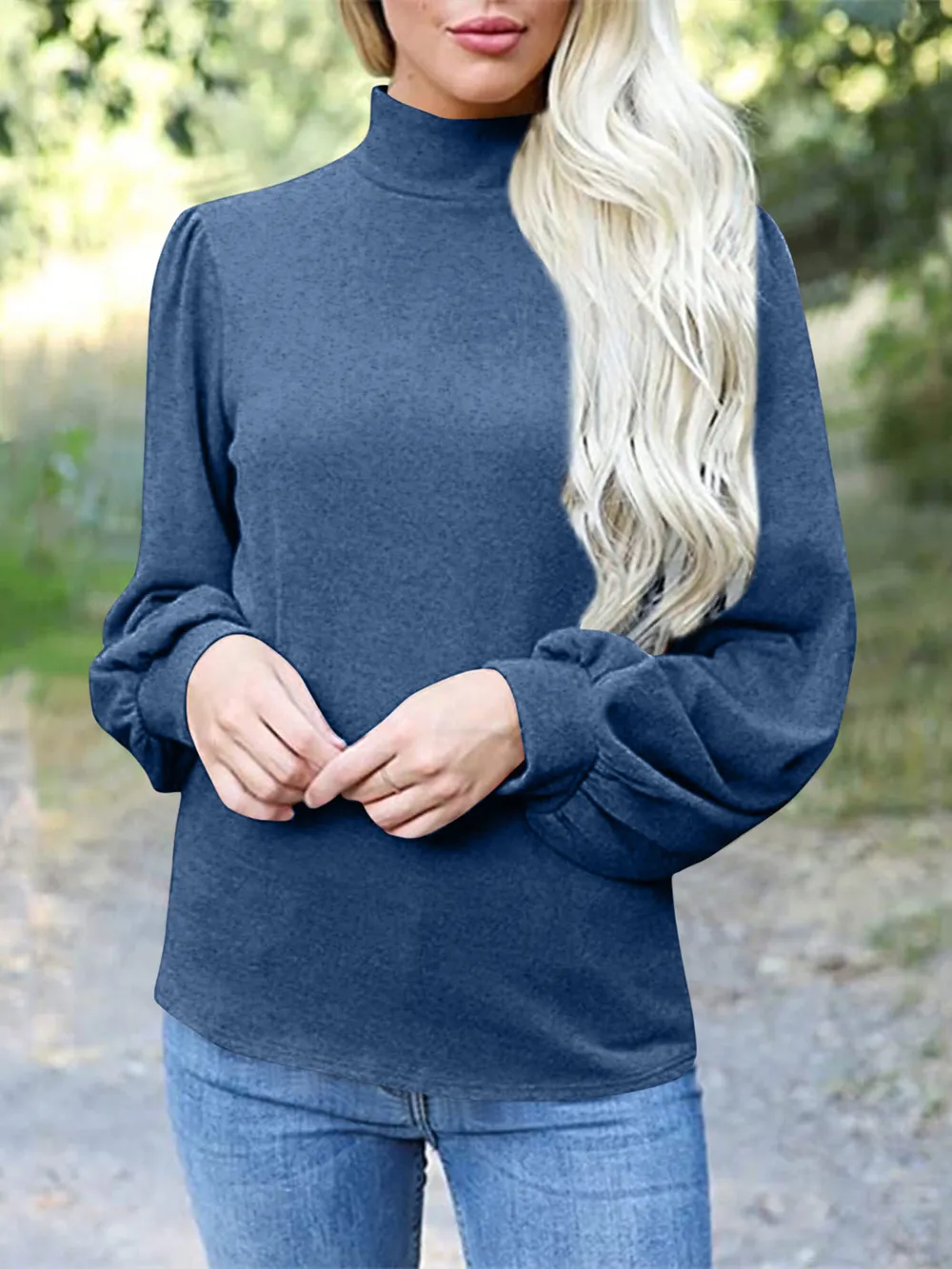 Full Size Mock Neck Long Sleeve T-Shirt, image 21