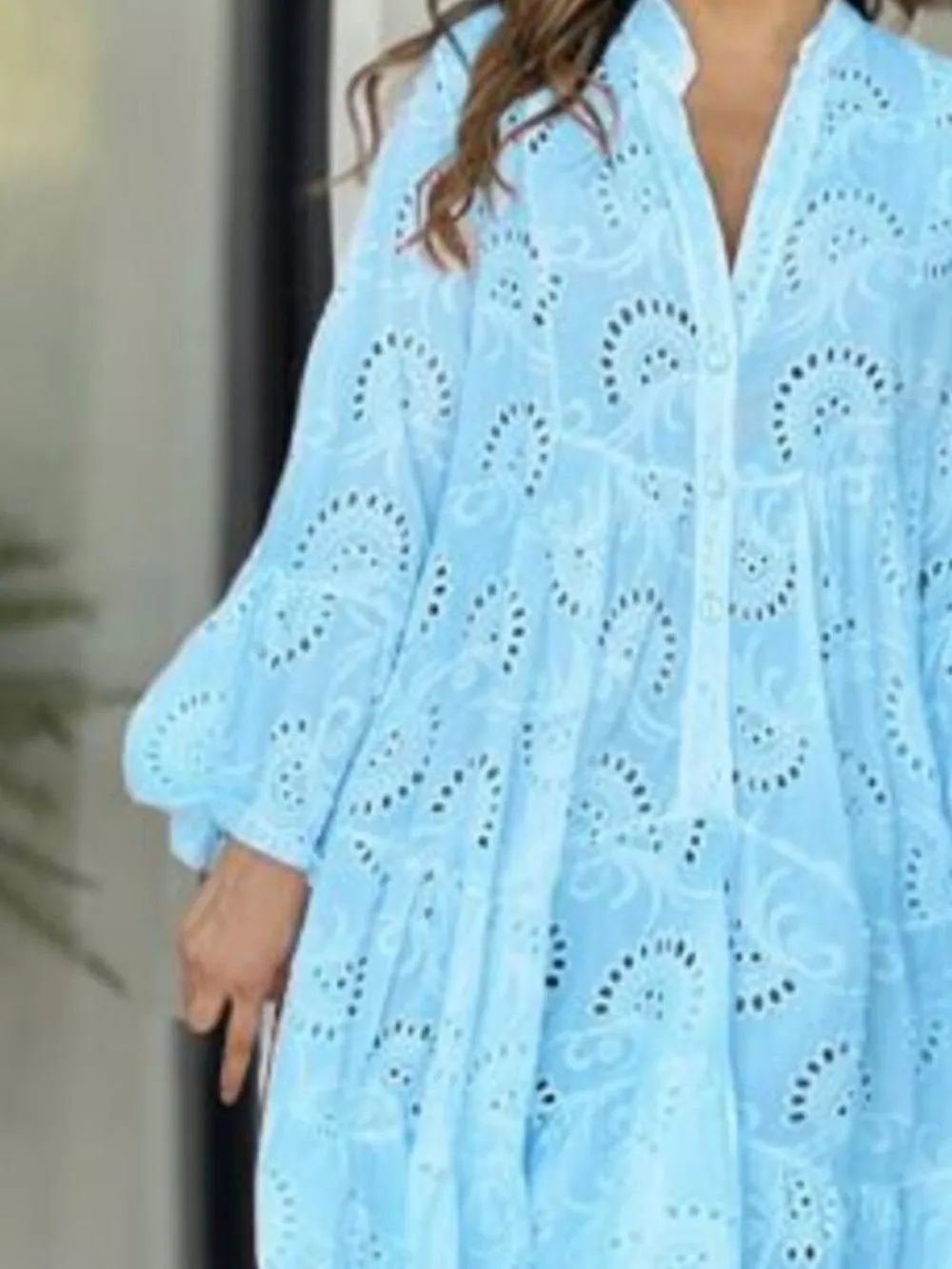 Full Size Eyelet Ruffled Hem Tiered Dress Plus Size, image 2