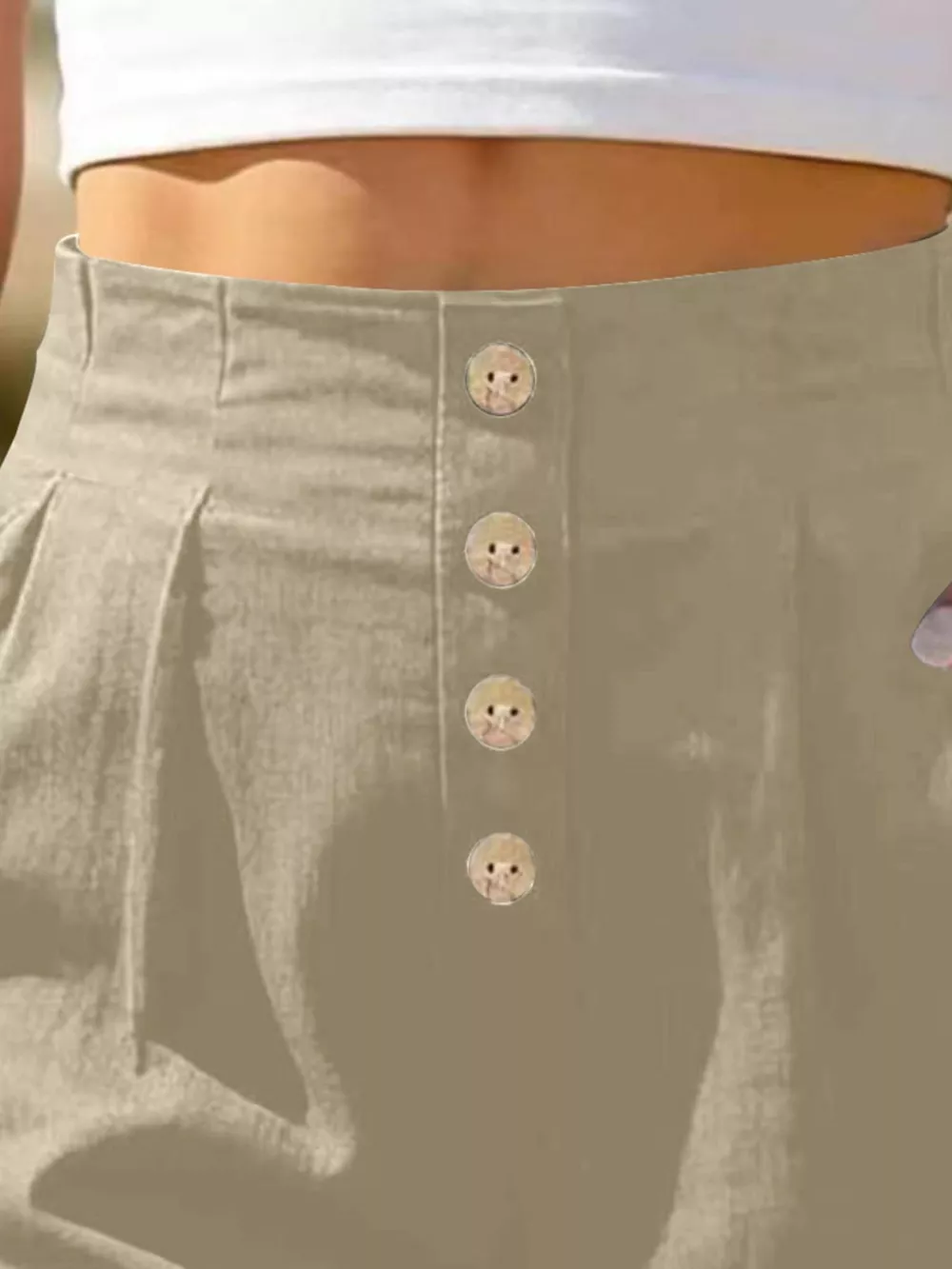Button Fly High Waist Shorts, image 26