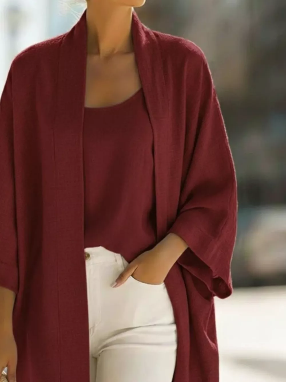 Full Size Open-Front Cardigan and Matching Tank Top Set Plus Size, image 11