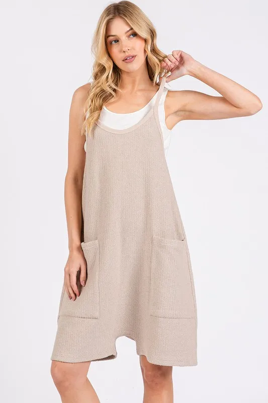 Scoop Neck Spaghetti Strap Overalls with Pockets