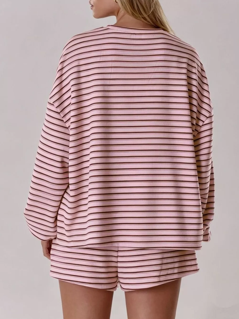 Casual Striped Long-Sleeve Top and Shorts Set, image 11