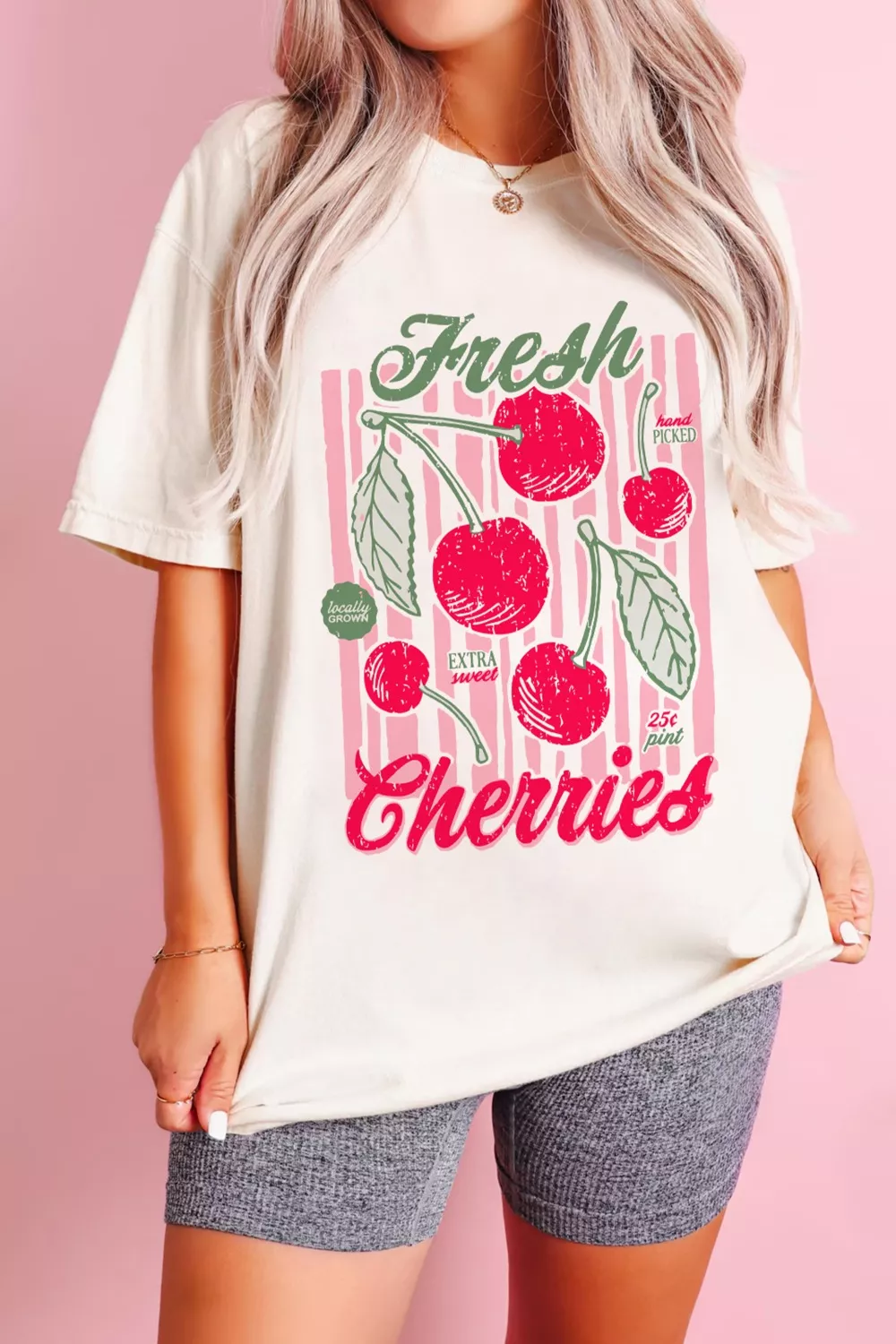 Fresh Cherries Graphic Oversized T-Shirt, image 2