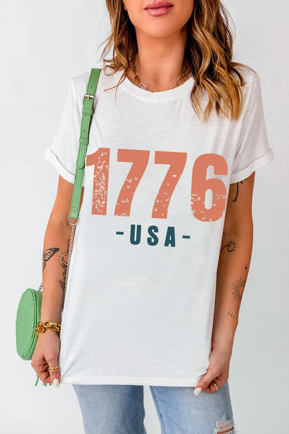 Graphic Round Neck Short Sleeve T-Shirt, image 2