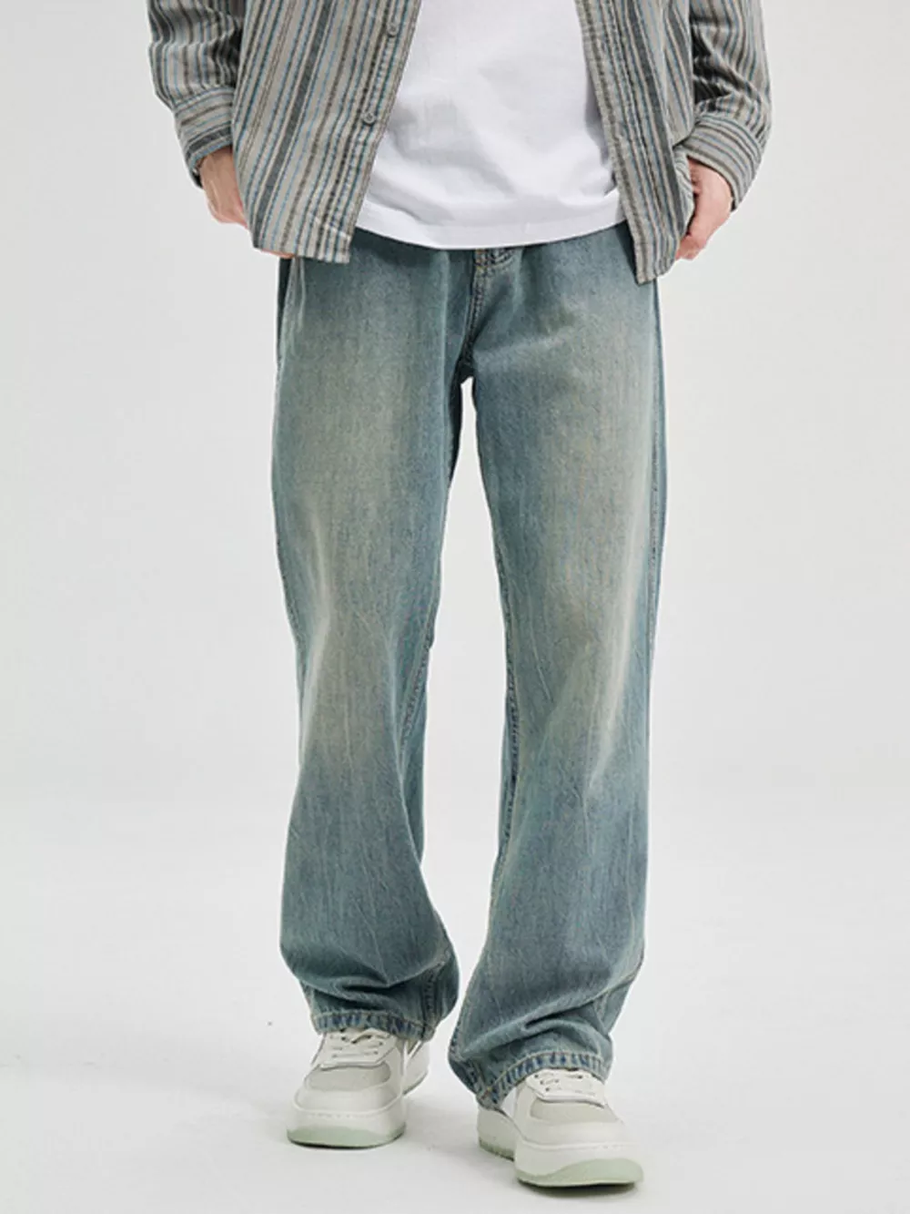 Men's Washed Wide Leg Jeans, image 7