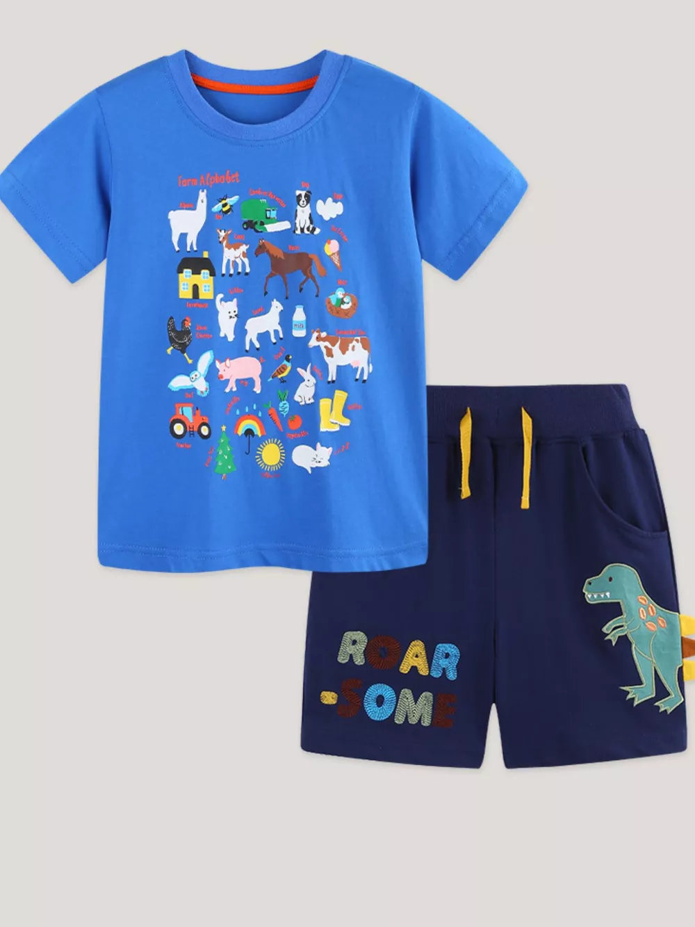 Children's Farm Alphabet T-Shirt and Dinosaur Adventure Pants Set, image 2