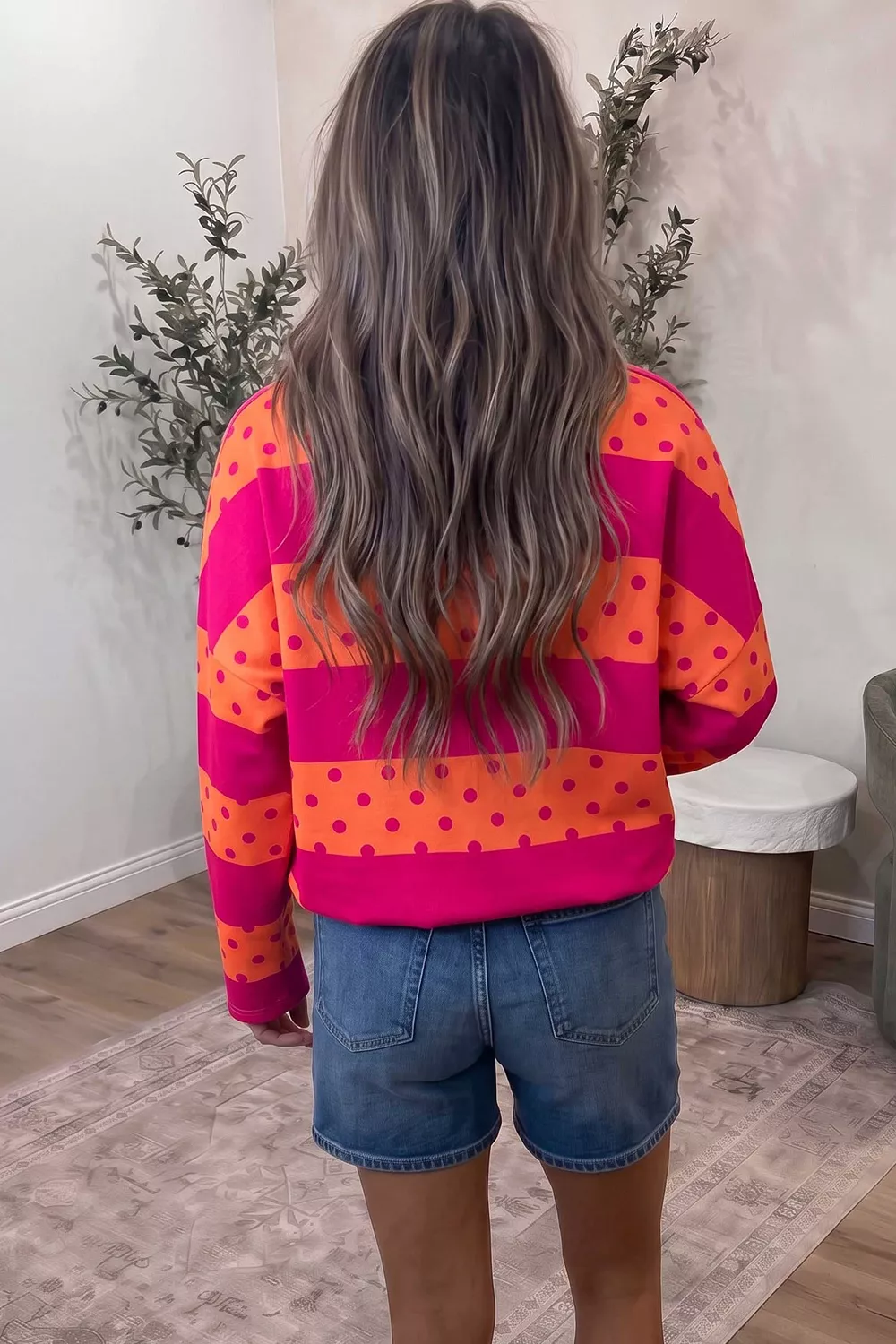 Polka Dot Quarter-Zip Sweatshirt, image 2