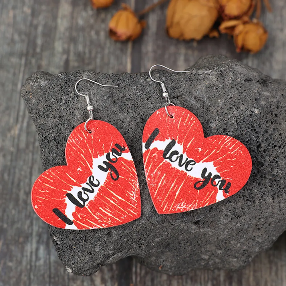 I LOVE YOU Heart Leather Earrings, image 3