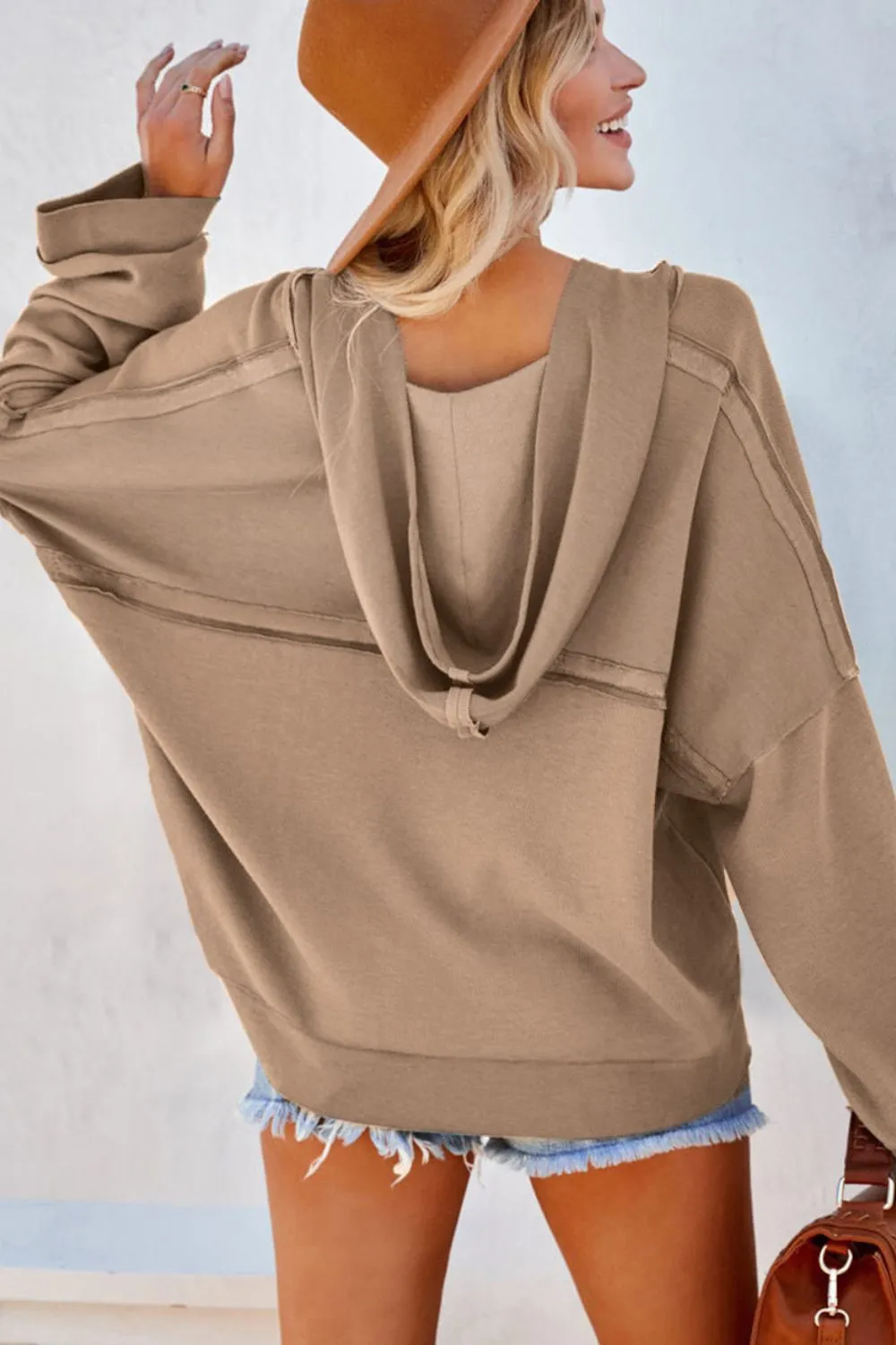 Exposed Seam Long Sleeve Hoodie, image 3