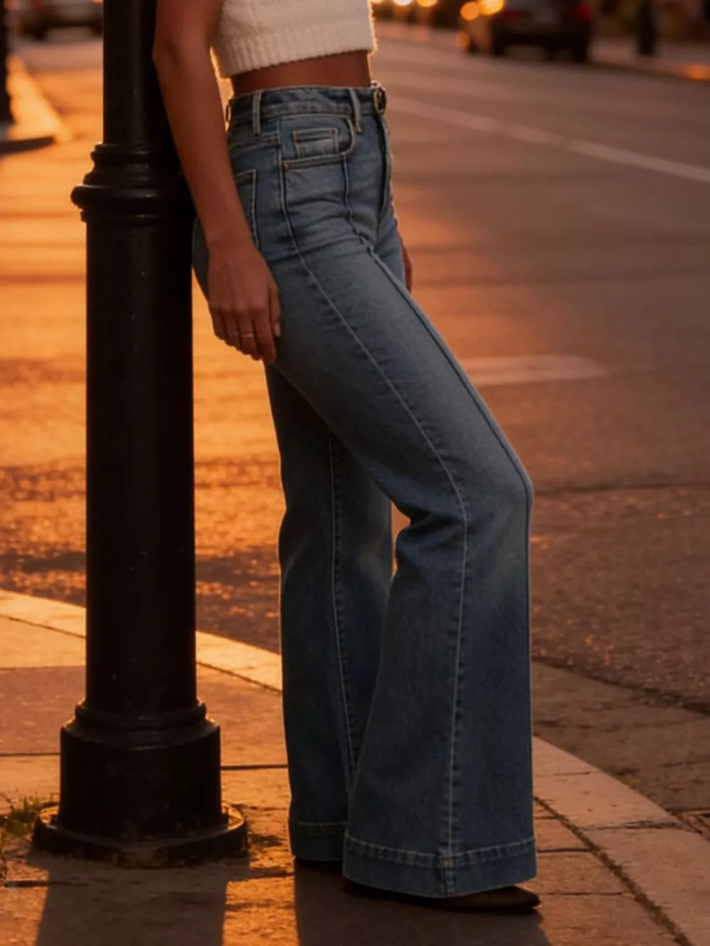 High-Waisted Flare Leg Jeans, image 3