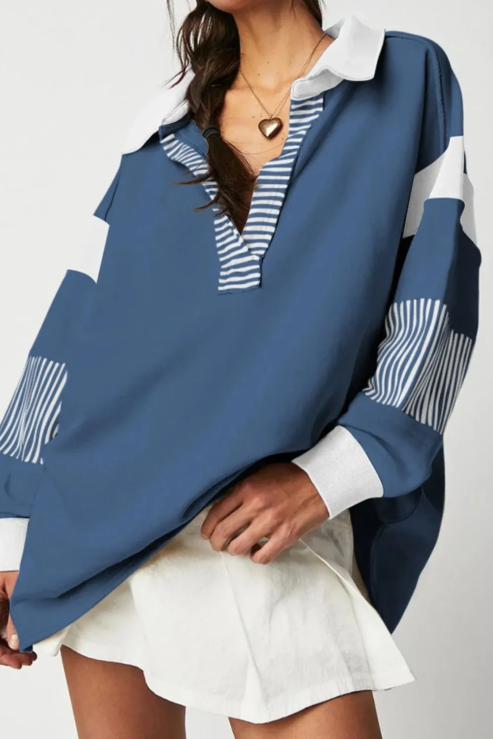 Collared Neck Long Sleeve Sweatshirt, image 2