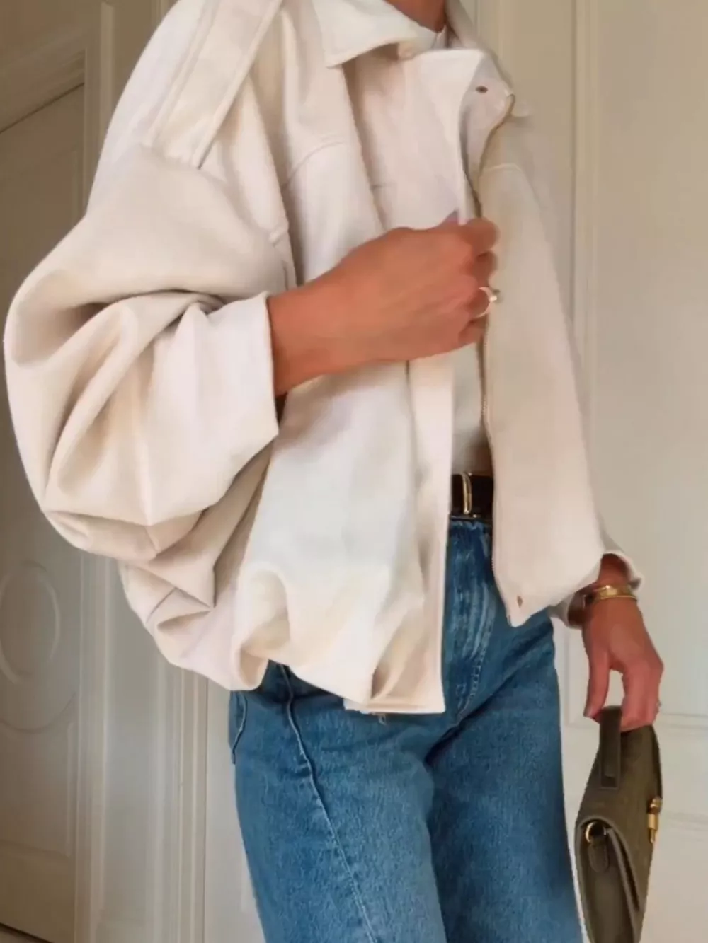 Zip Up Dropped Shoulder Suede Jacket, image 10