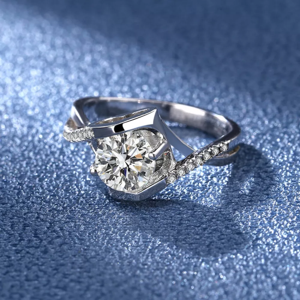 1 Carat 925 Sterling Silver Moissanite Ring, image 4