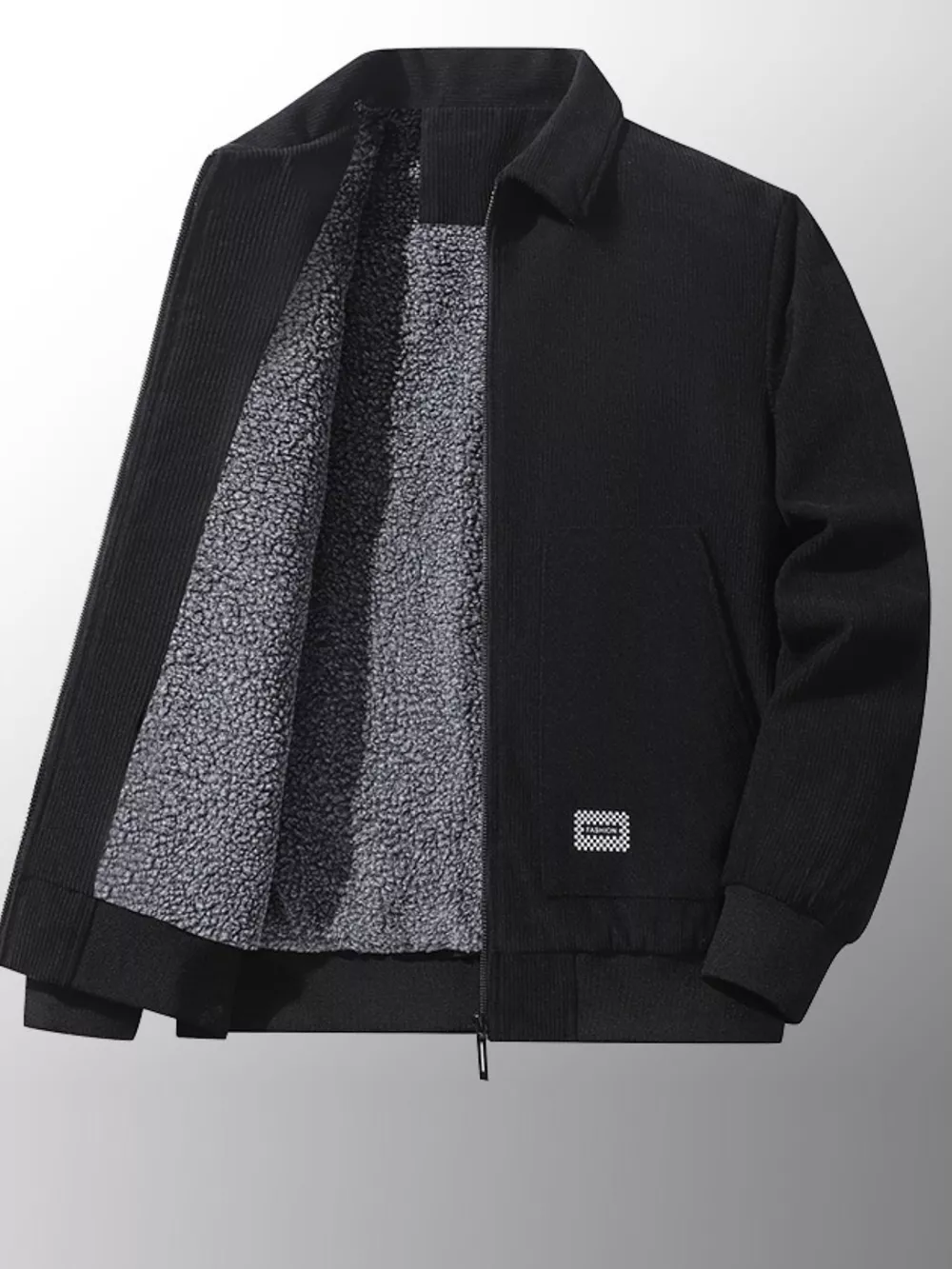 Men's Plus Size Corduroy Sherpa Lined Winter Jacket, image 5