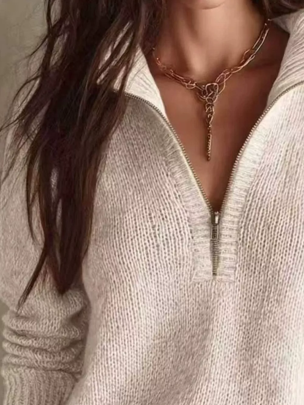 Half Zip Dropped Shoulder Sweater, image 14