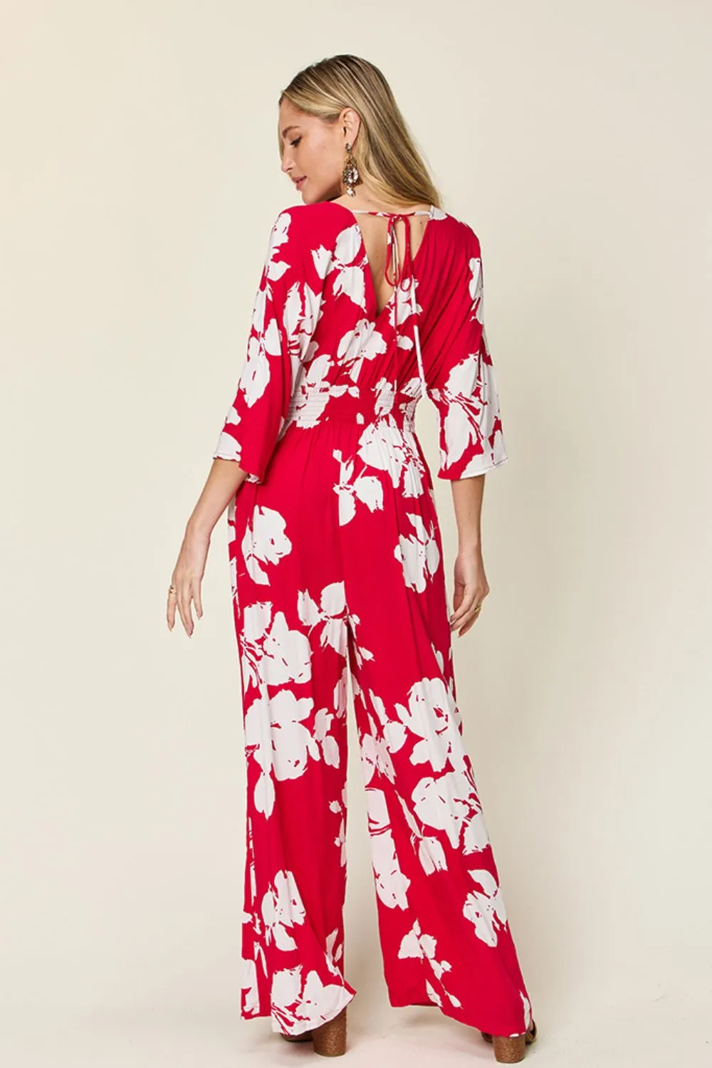 Full Size Printed Tie Back Wide Leg Jumpsuit, image 2