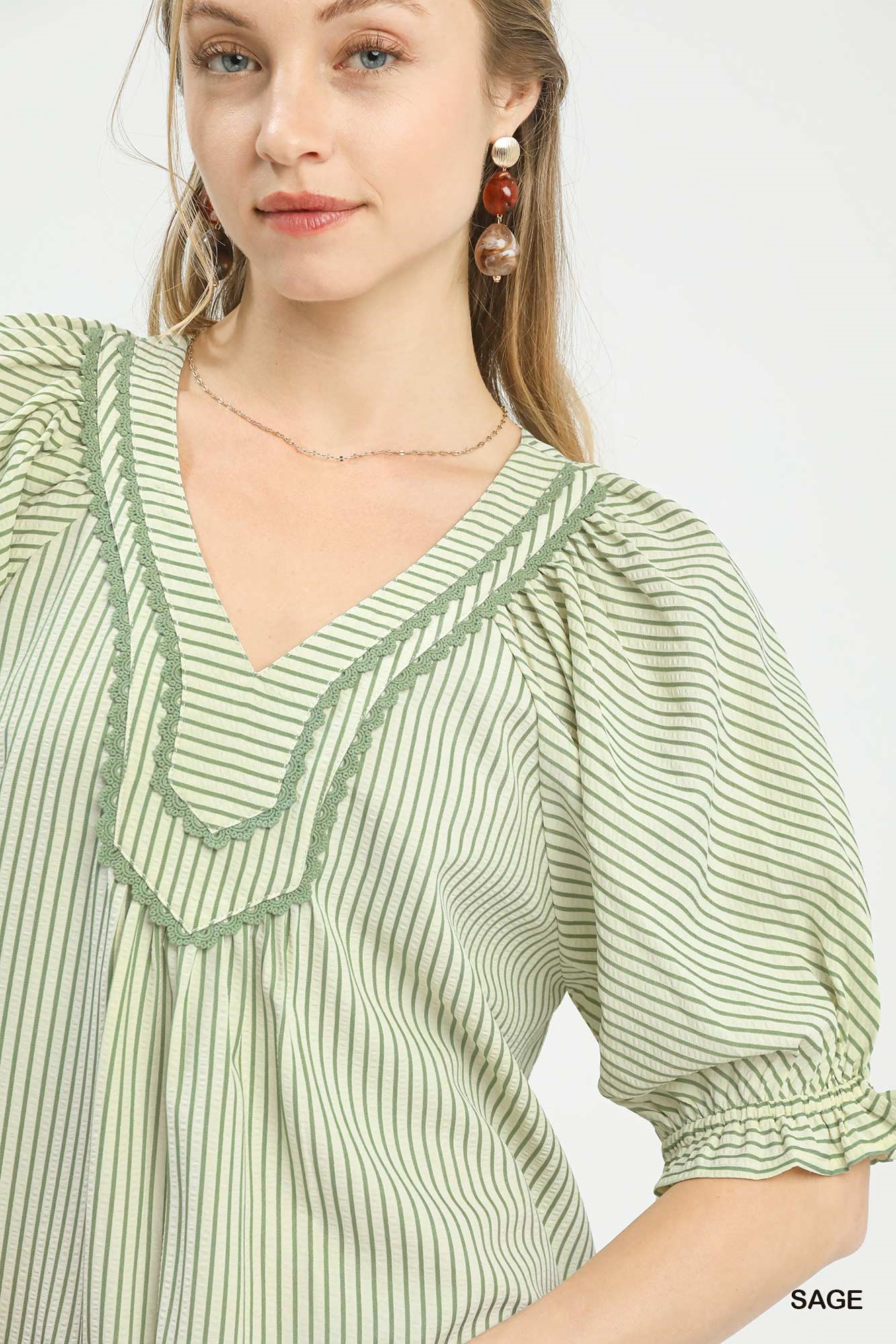 Stripe V-Neck Blouse, image 2