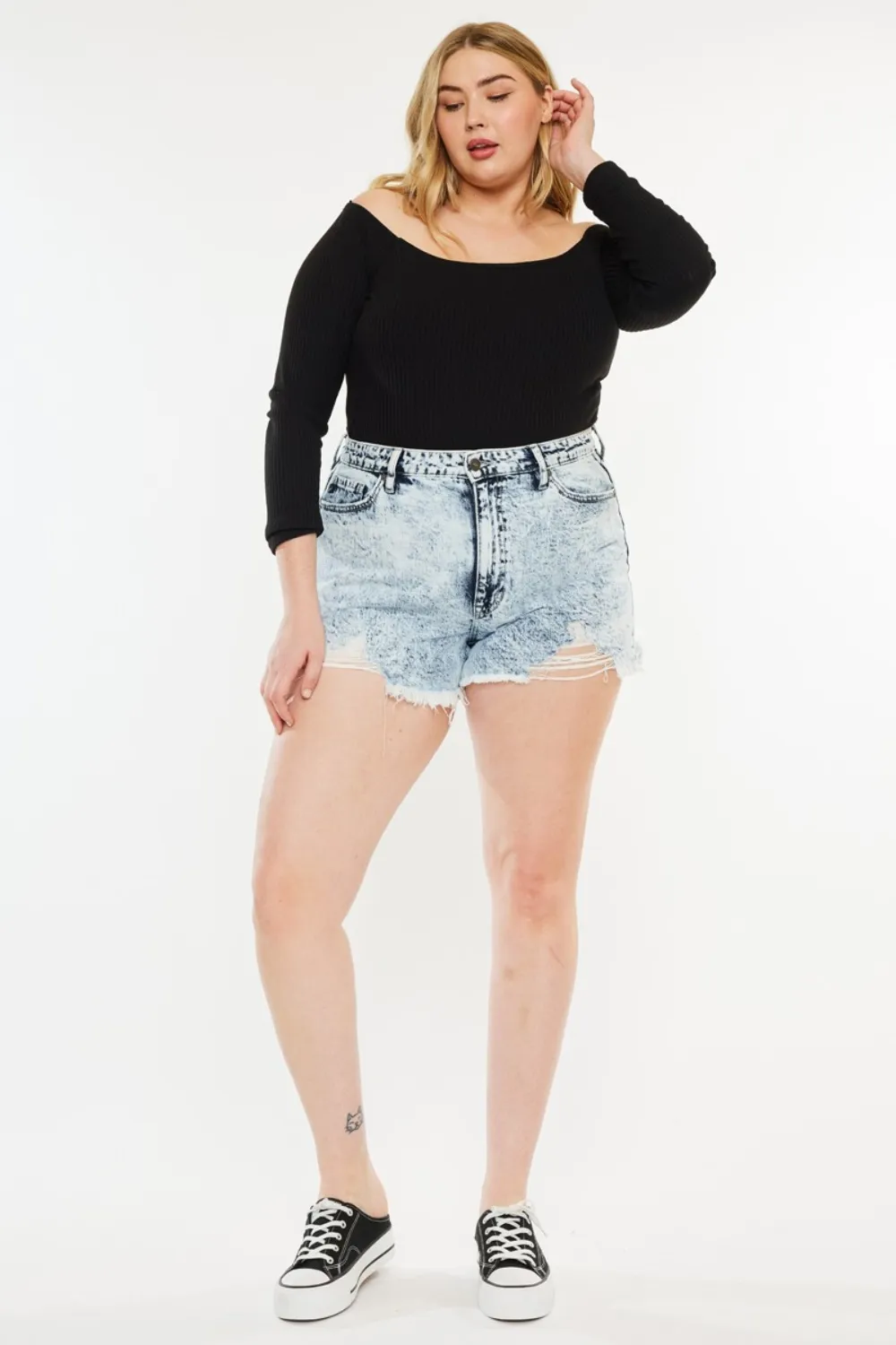Full Size Distressed High Waist Denim Shorts, image 10