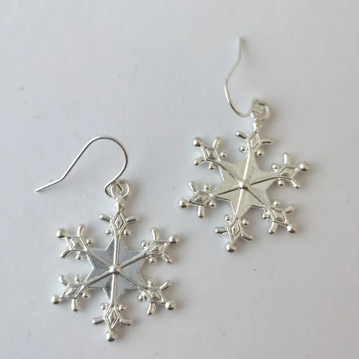 Silver-Plated Snowflakes Earrings, image 2