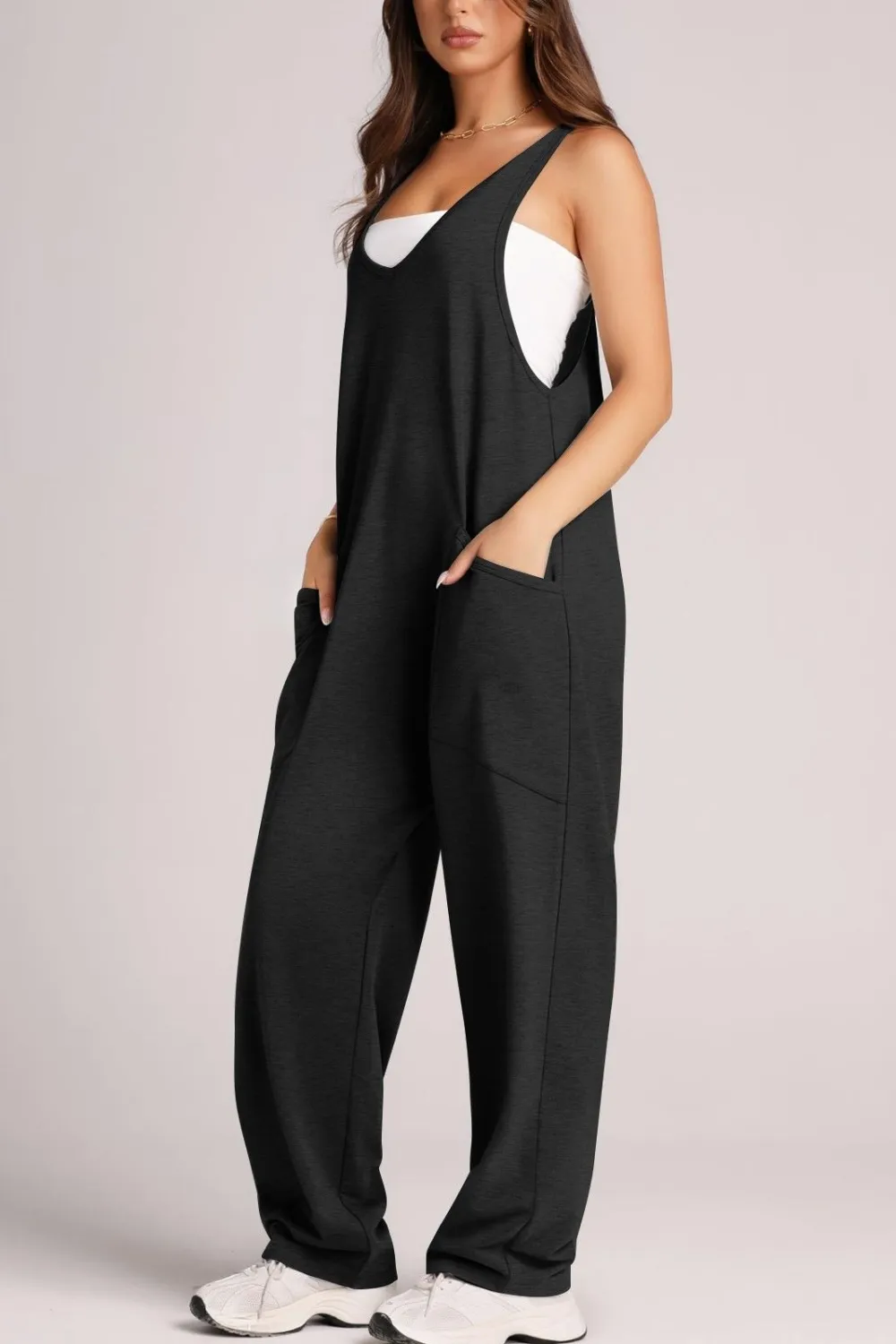 Wide Strap Jumpsuit with Pockets, image 26