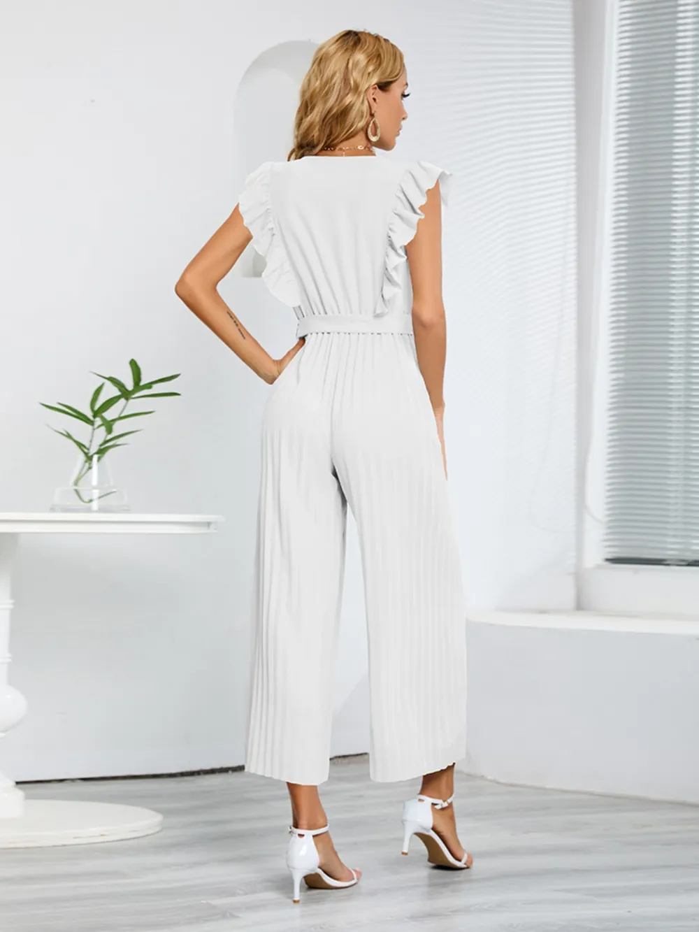 Ruffled Surplice Cap Sleeve Jumpsuit, image 12