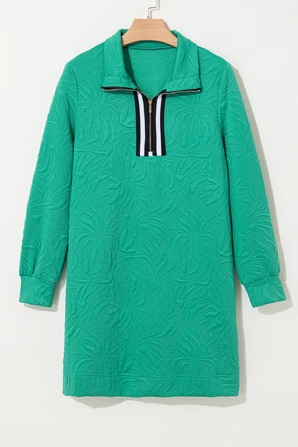 Texture Quarter Zip Long Sleeve Mini Dress, image 2
