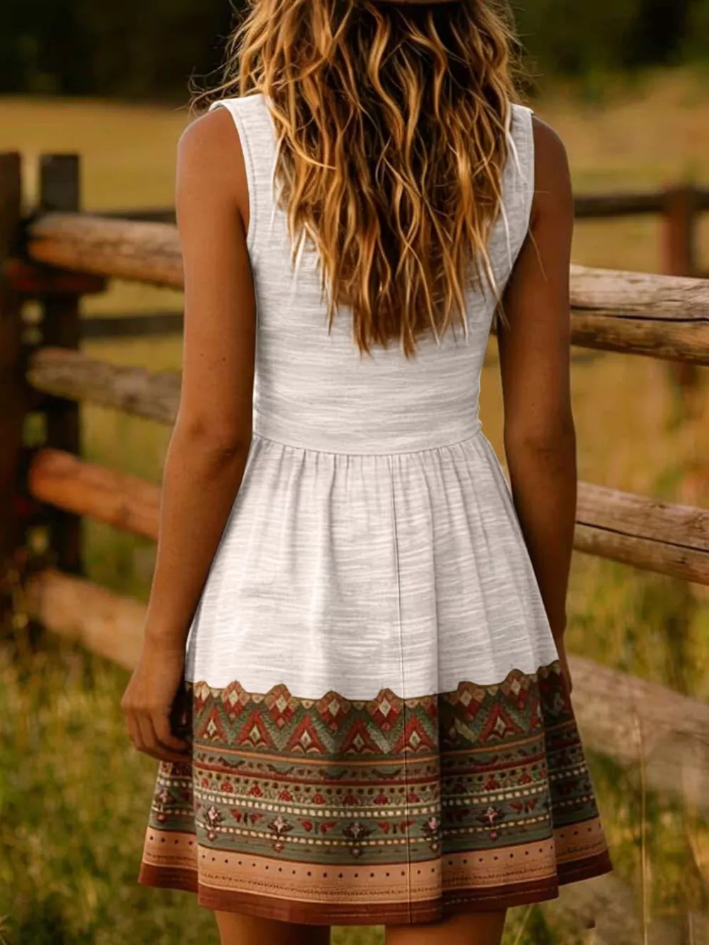 Bohemian Print Sleeveless Mini Dress, image 9