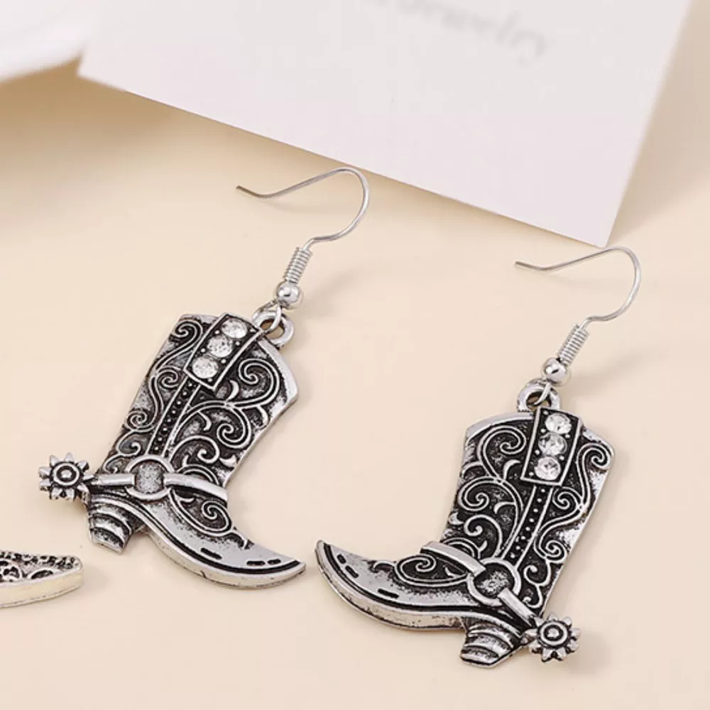 Vintage Western Cowboy Boot Dangle Earrings, image 4