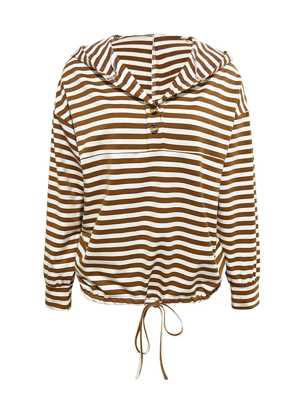 Drawstring Striped Long Sleeve Hoodie, image 2