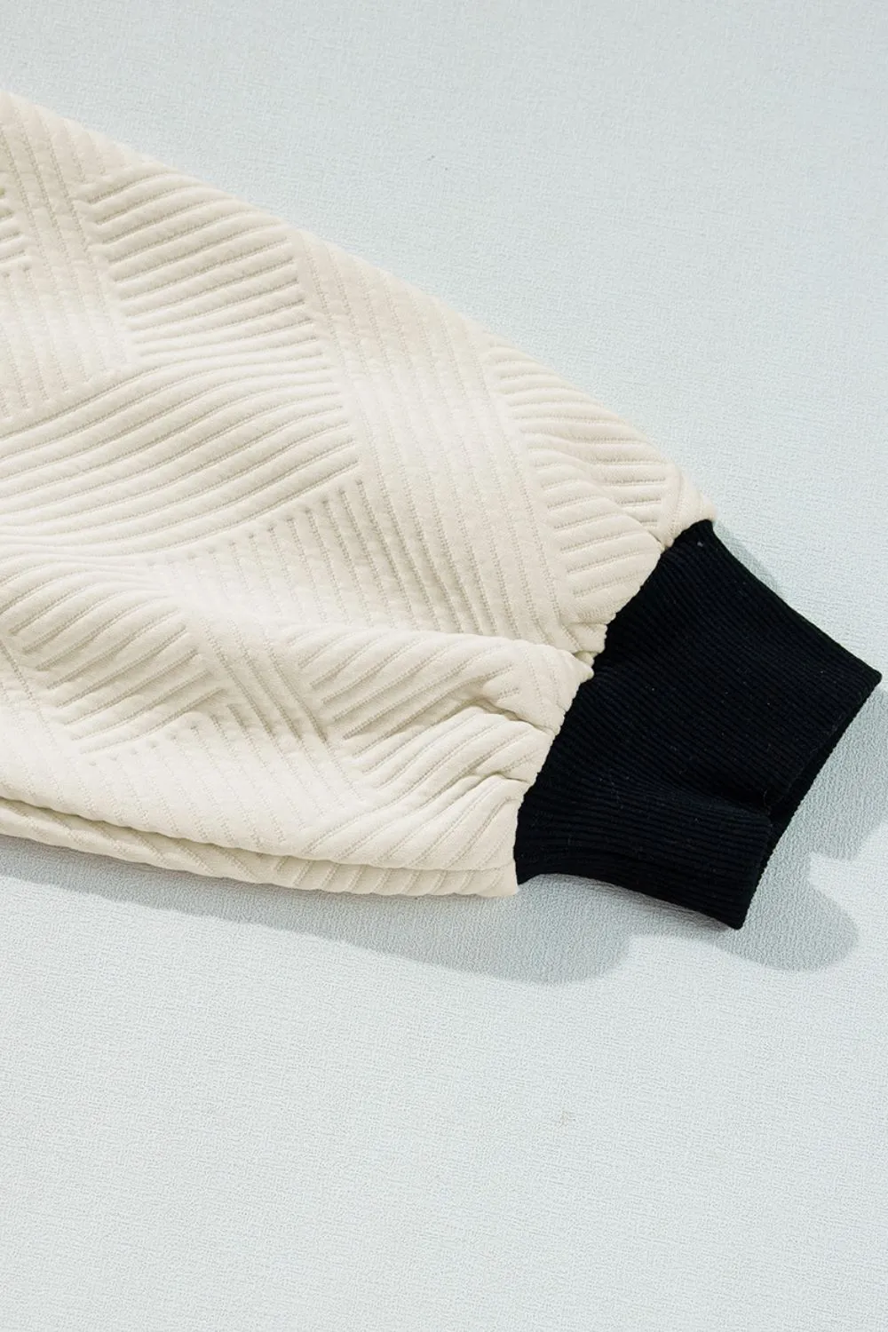 Texture Contrast Long Sleeve Sweatshirt, image 2
