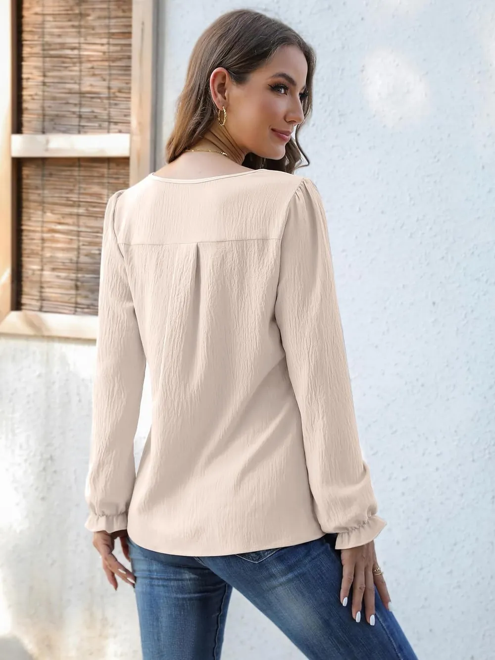 Notched Flounce Sleeve Blouse, image 9