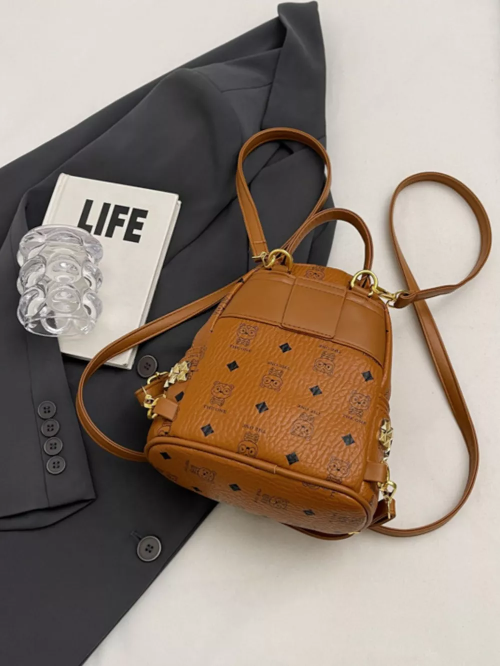 Patterned Mini Backpack Bag, image 2