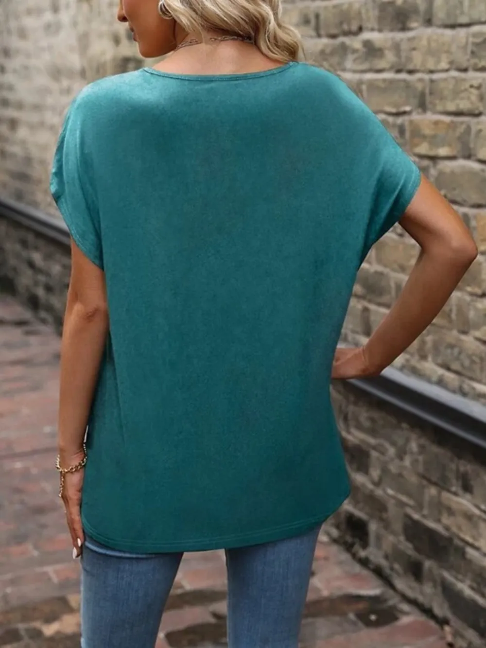 Heathered V-Neck Short Sleeve T-Shirt, image 8