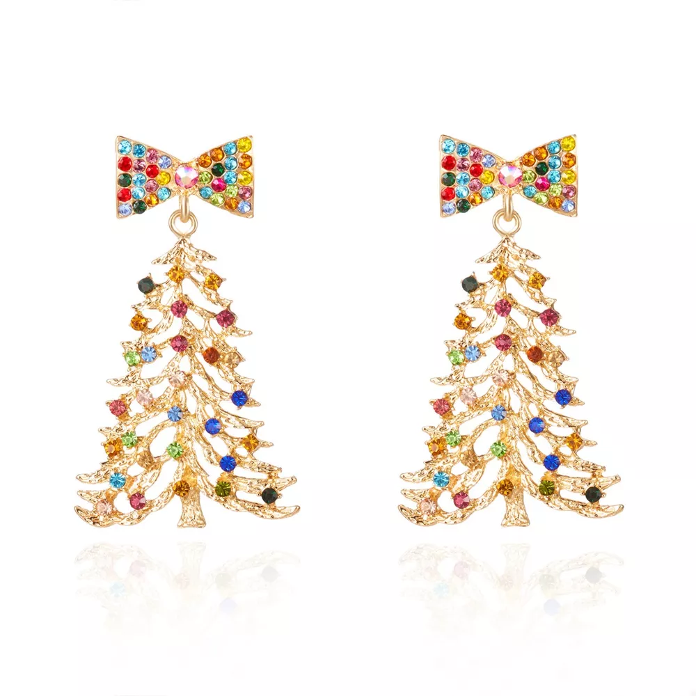 Christmas Tree Bow Drop Earrings, image 10