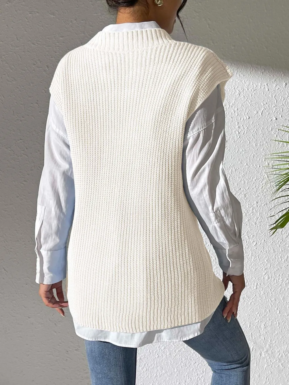 Pearl Trim V-Neck Sweater Vest, image 12