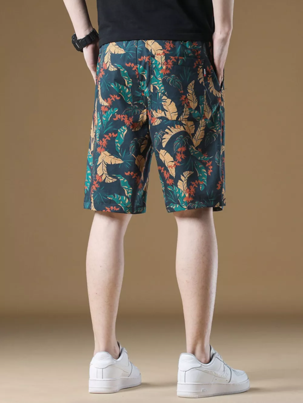 Men's Plus Size Drawstring Printed Loose Fit Shorts, image 3