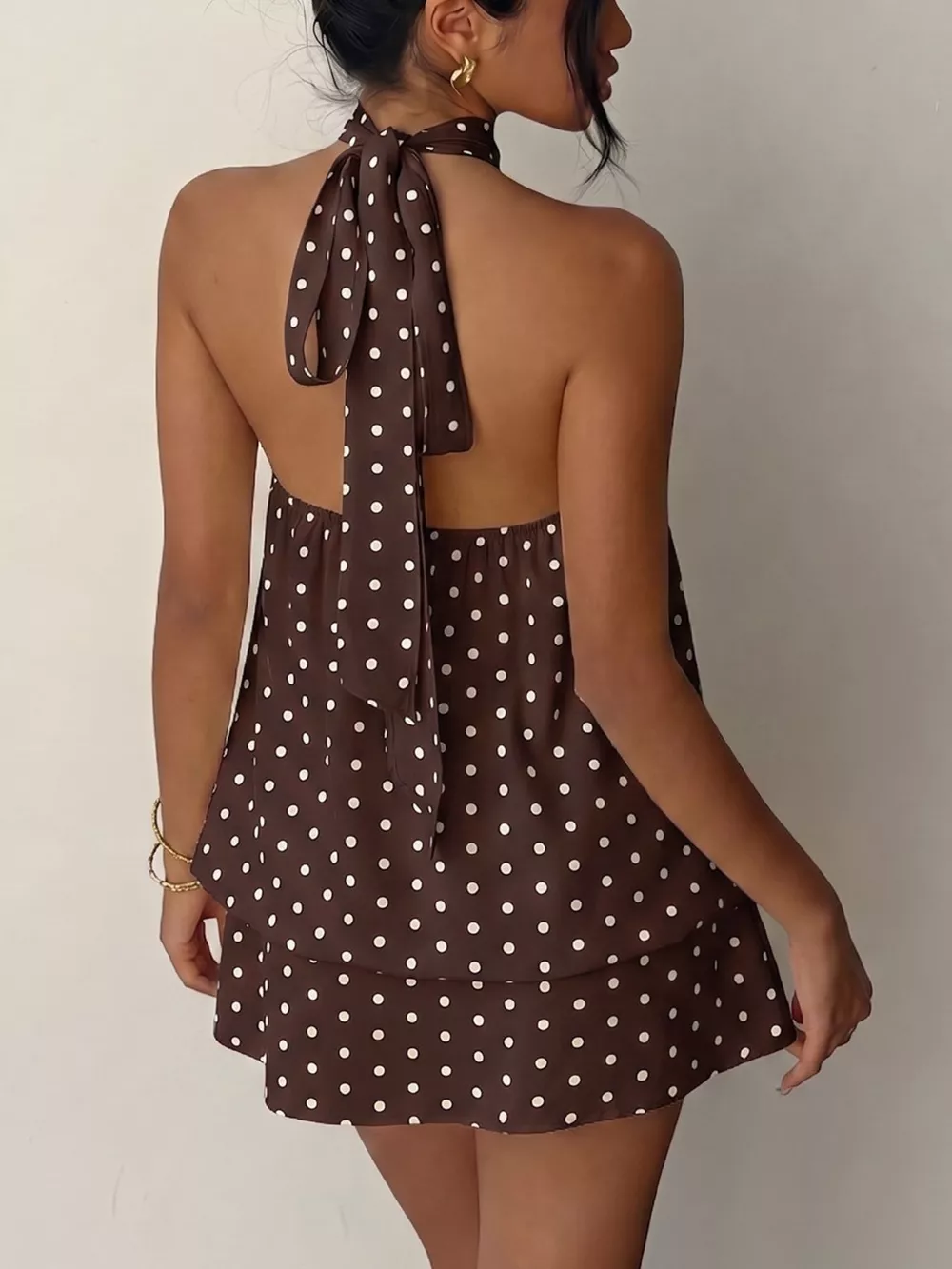 Polka Dot Halter Neck Mini Dress, image 16