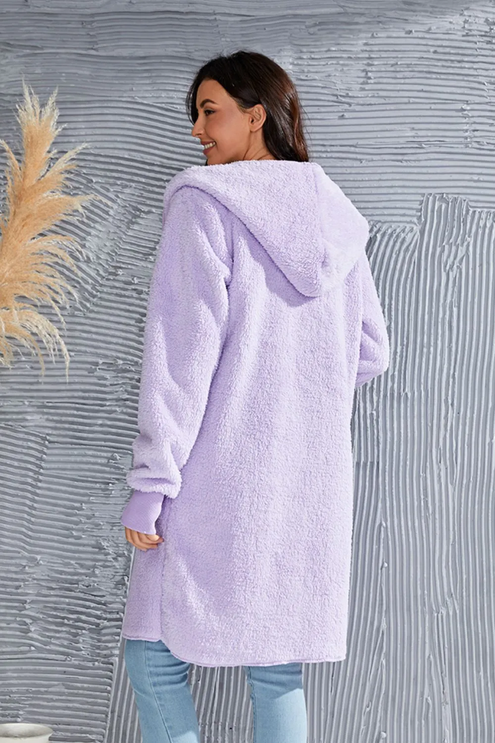 Full Size Hooded Teddy Bear Jacket with Thumbholes, image 23