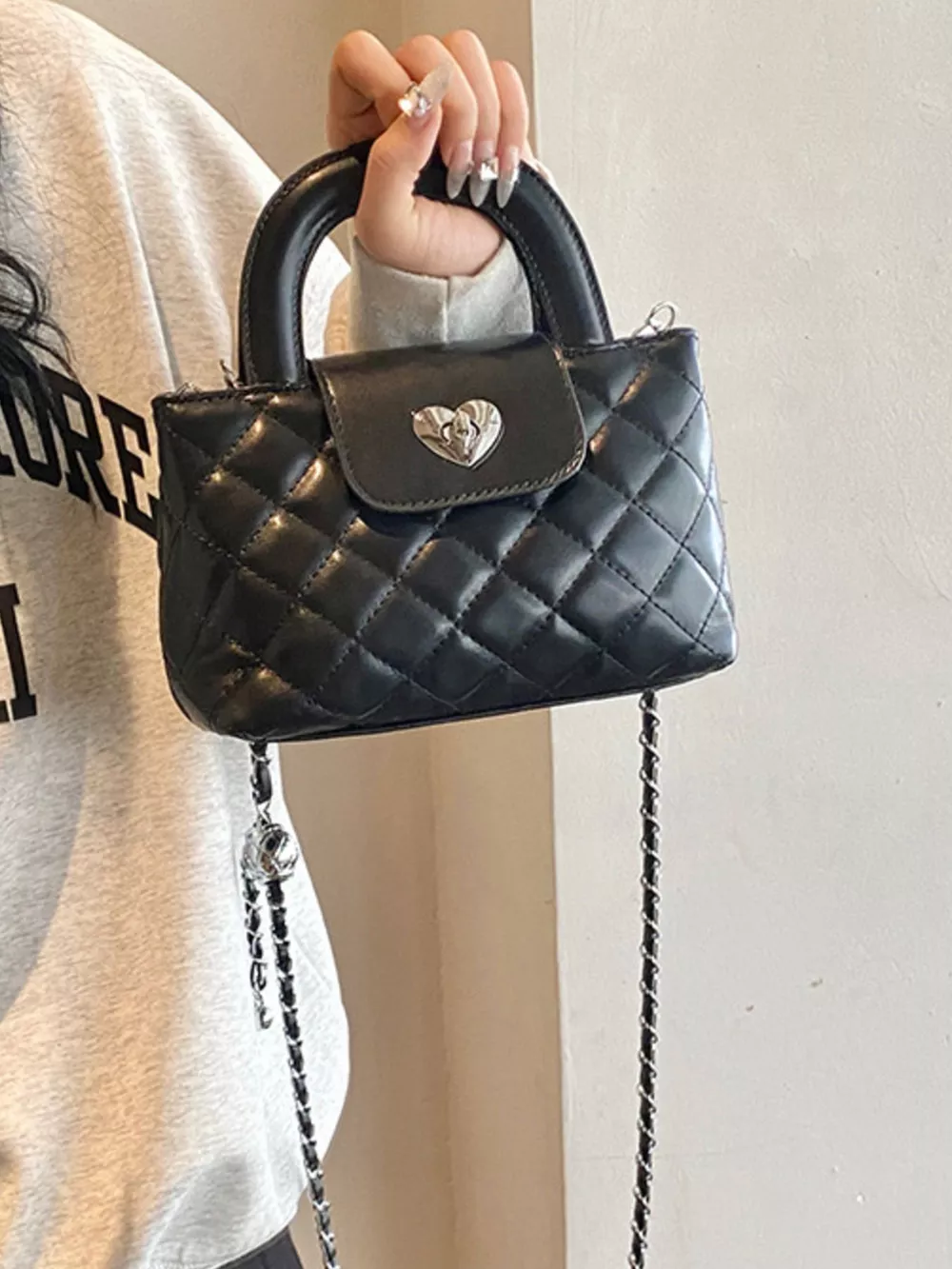 Quilted Heart Lock Crossbody Bag, image 4