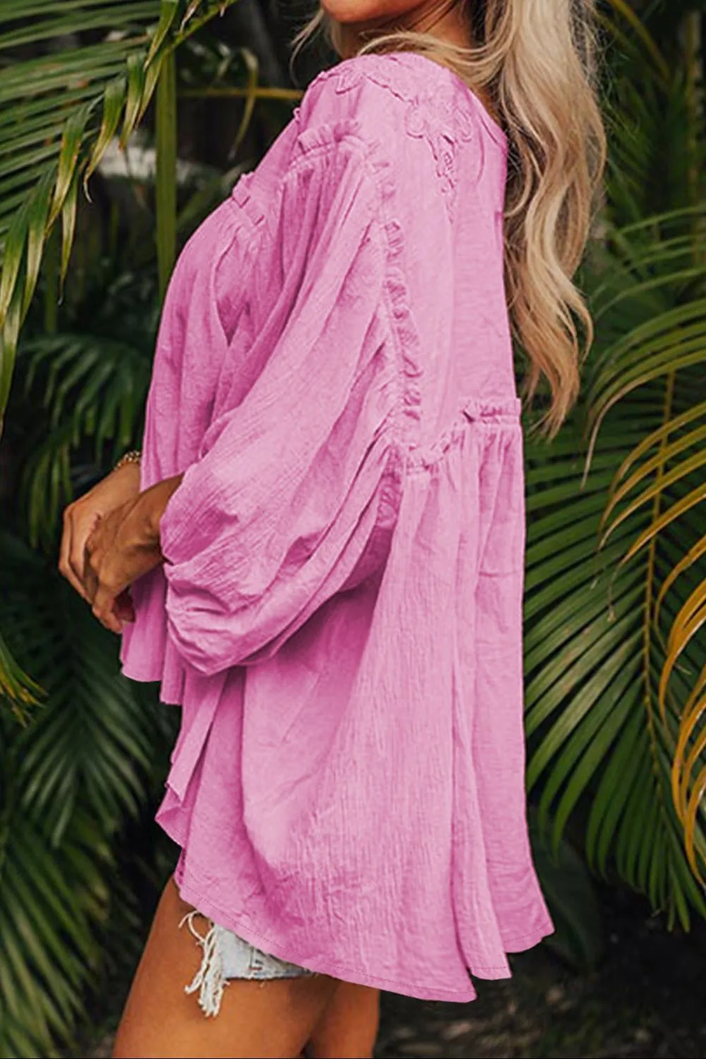 Dropped Shoulder Round Neck Blouse, image 2