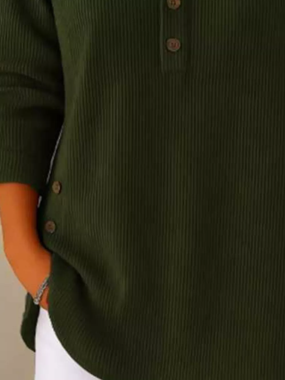 Full Size Button Detail Corduroy Top Plus Size, image 21