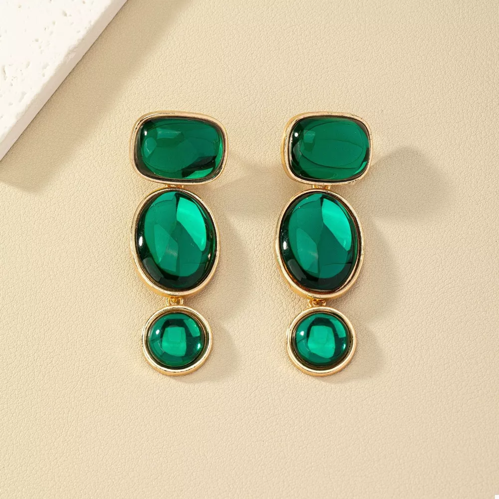18K Gold-Plated Alloy Resin Drop Earrings, image 2