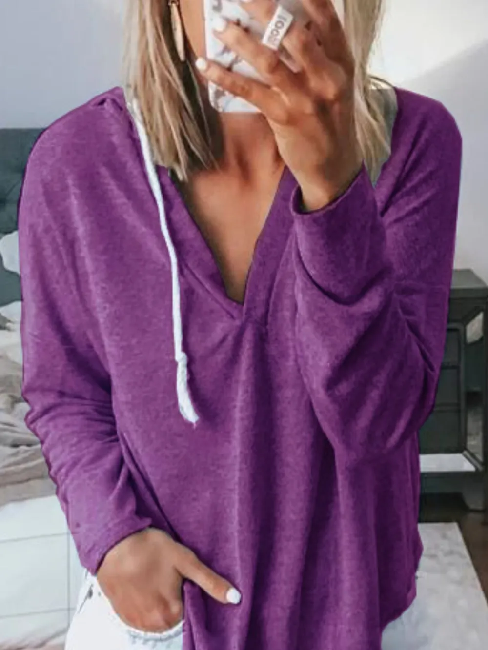 Full Size Drawstring Long Sleeve Hoodie Plus Size, image 22