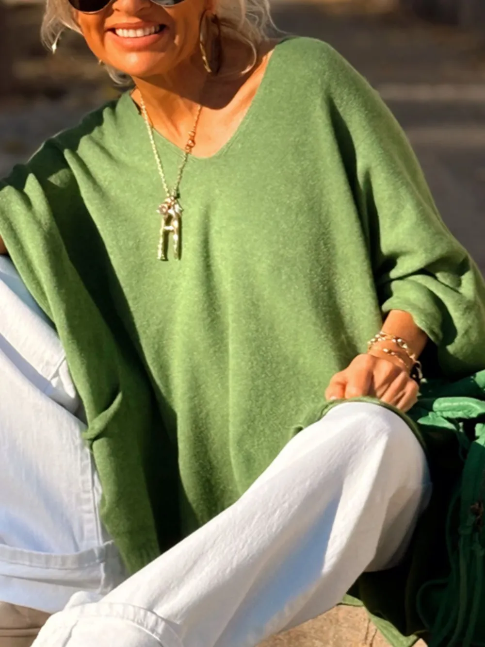 Ribbed Hem V-Neck Sweater, image 3
