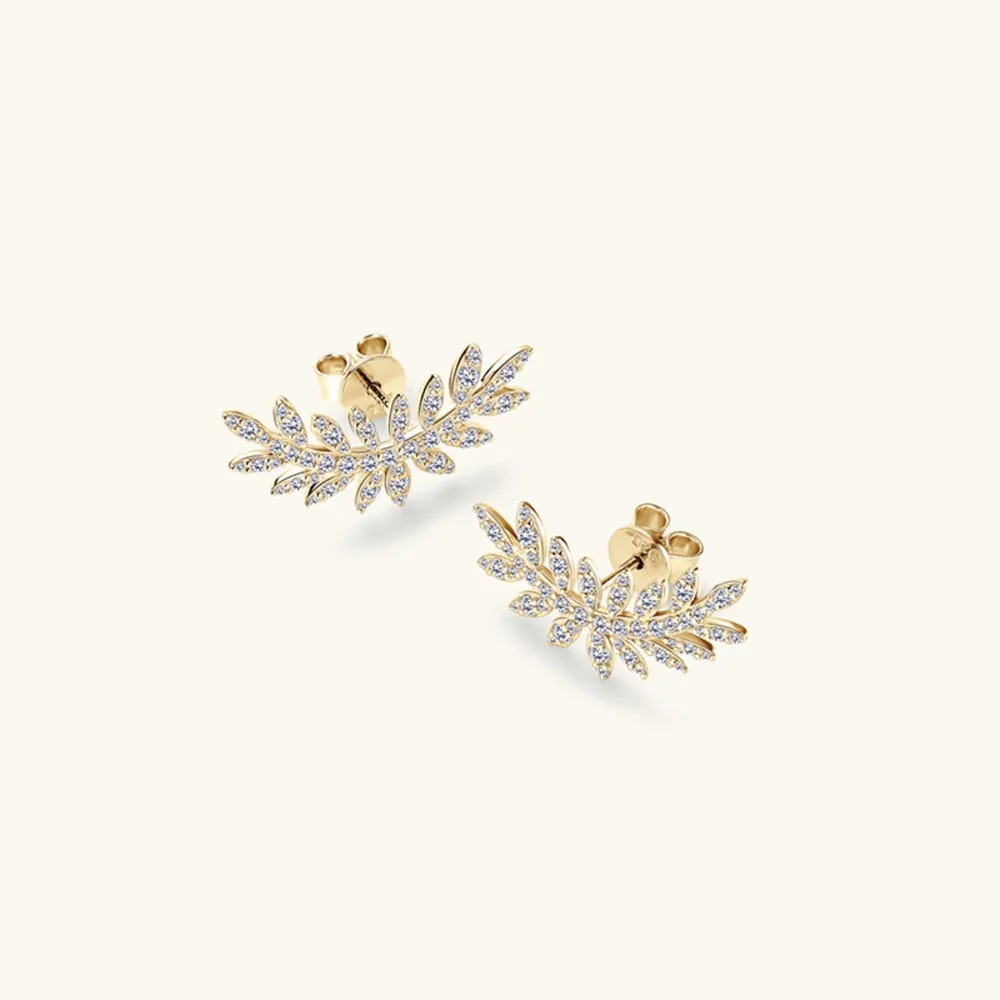 Moissanite 925 Sterling Silver Leaf Shape Stud Earrings, image 2