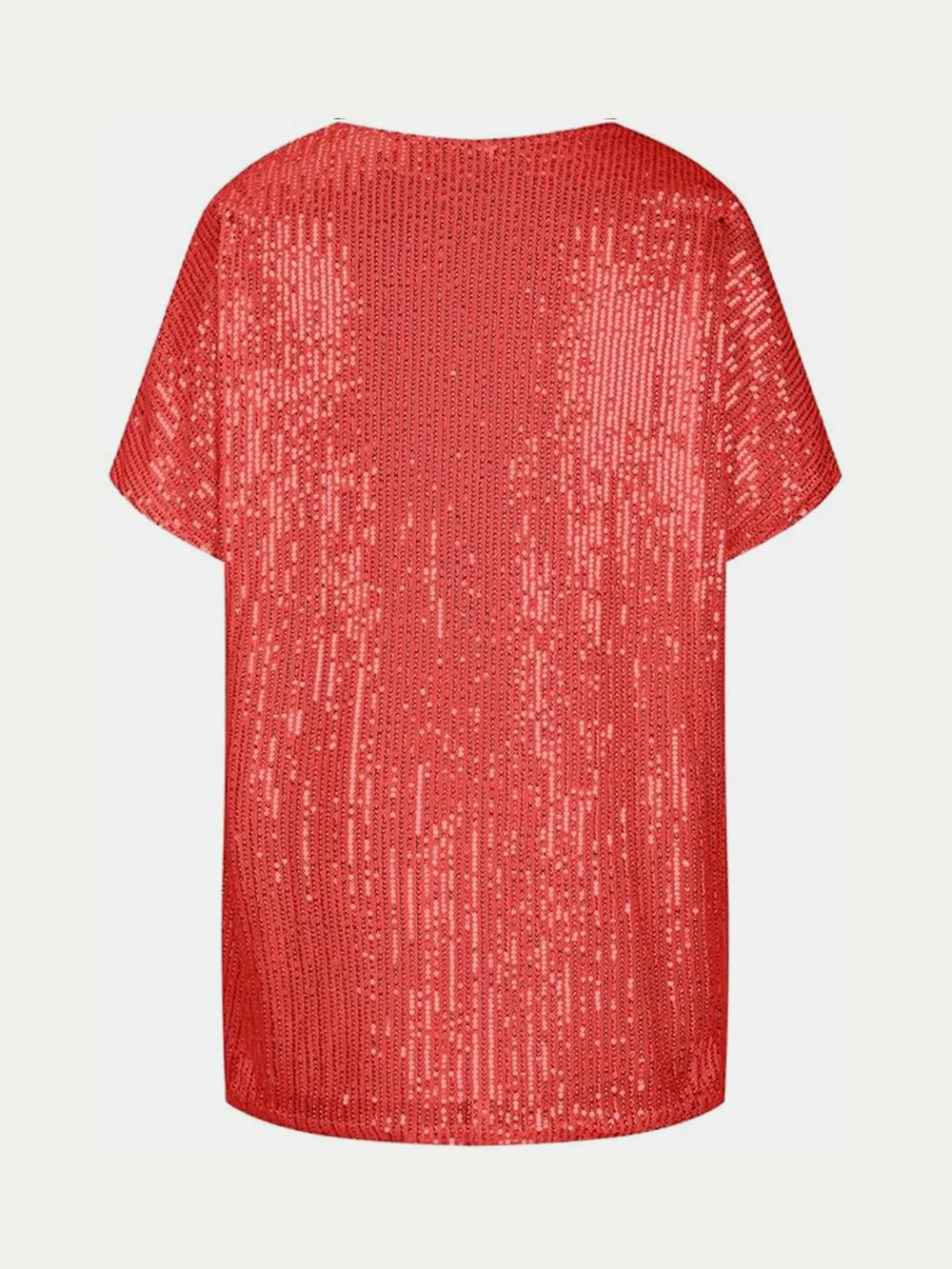 Full Size Sequin V-Neck Short Sleeve Top, image 2