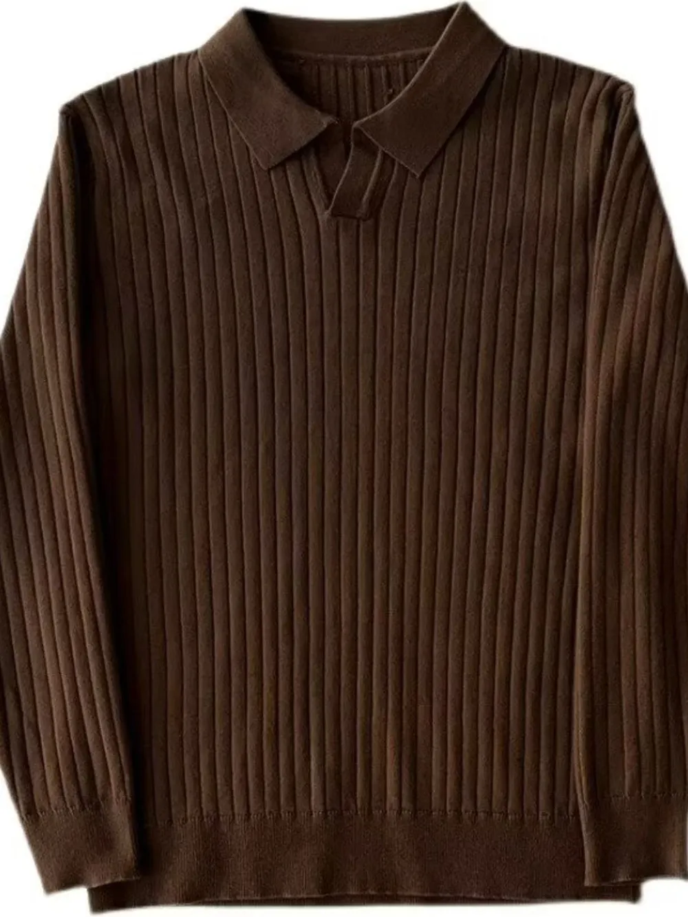 Men's Plus Size Collared Neck Long Sleeve Polo, image 4