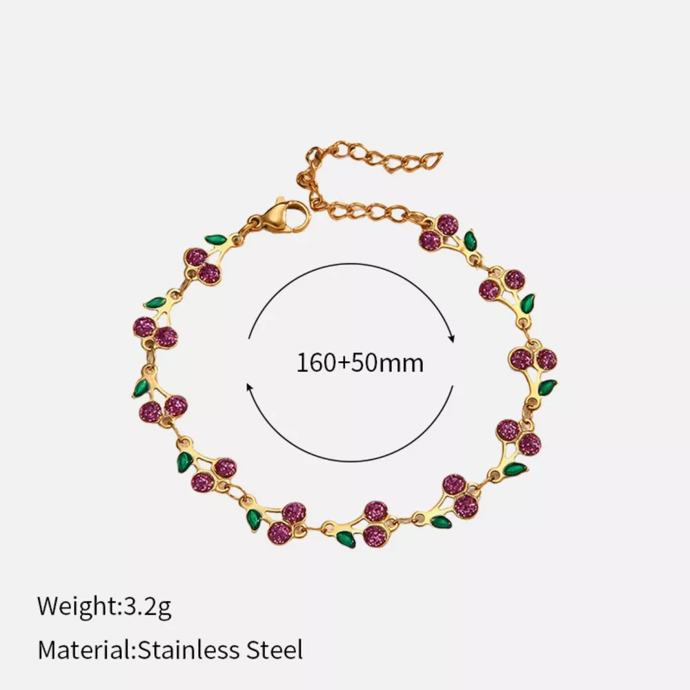 18K Gold-Plated Cherry Charm Bracelet, image 4