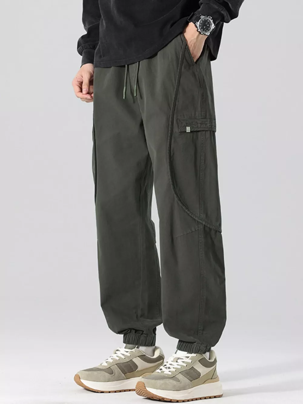 Men's Full Size Drawstring Loose Fit Joggers Plus Size, image 2
