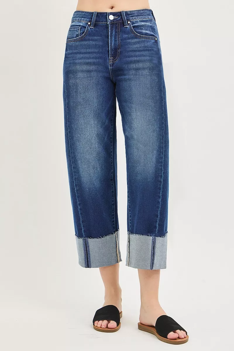 Full Size Slouchy Crop Barrel Cuffed Jeans Plus Size, image 5